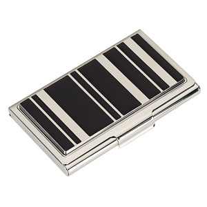 Silver and Black Enamel Business Card Holder Silver and Black Enamel Business Card Holder