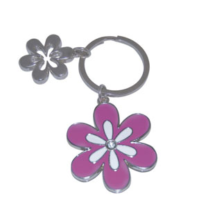 Cerise Flower Keyring