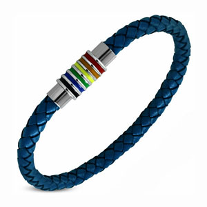 8.5" Blue Leather Bracelet