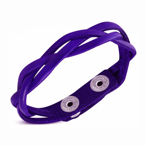 8" Purple Plaited Leather Bracelet