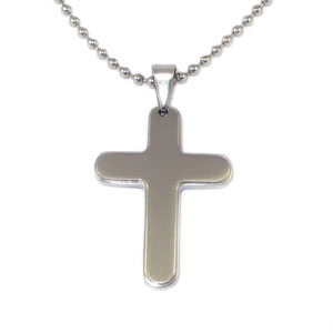 Round Edge Silver Stainless Steel Cross
