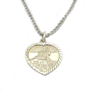 Sterling Silver Heart St Christopher