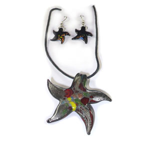 Black Star Pendant and Earring Set