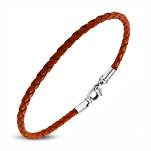 7.5" Slim Orange Leather Bracelet