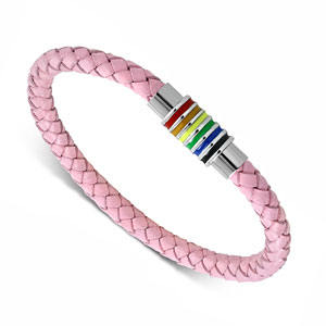 6.5" Pink Leather Bracelet
