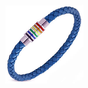 6.5" Dark Blue Leather Bracelet