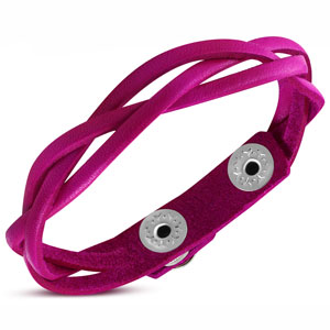 8" Plaited Hot Pink Leather Bracelet
