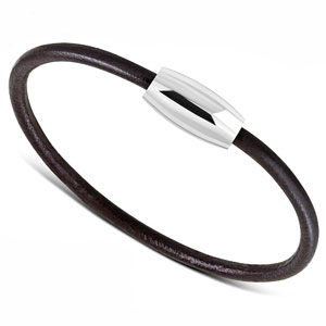 8.5" Slim Black Leather Bracelet