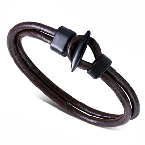 8" Brown Leather Toggle Bracelet