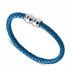 8" Mid Blue Leather Bracelet