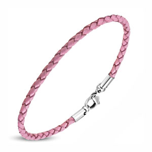 8" Slim Pink Leather Bracelet