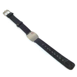 Black Faux-Leather Medical ID Bracelet