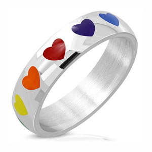 Stainless Steel Heart Ring - UK Size Q