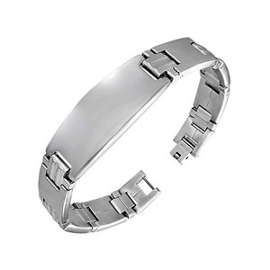 Brushed and Polished Stainless Steel ID Bracelet