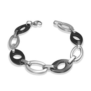 Black and Silver Oval Bracelet