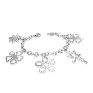 Assorted Flower Charm Bracelet