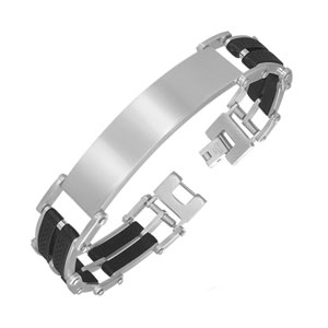 Two Tone Greek Key Stainless Steel ID Bracelet