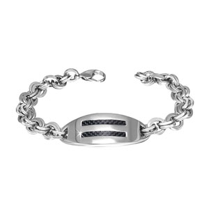Black Carbon Fibre Stainless Steel ID Bracelet