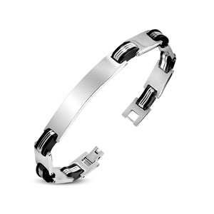Polished I Link Stainless Steel ID Bracelet