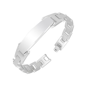 Polished and Satin Y Link Stainless Steel ID Bracelet