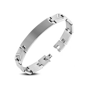 Chevron Design Stainless Steel ID Bracelet
