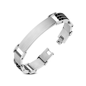 Black Rubber and Matt Stainless Steel ID Bracelet