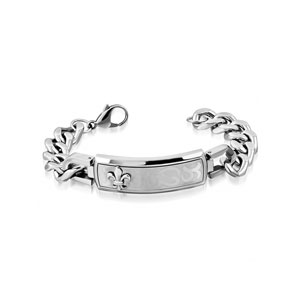 Fleur De Lis Design Stainless Steel ID Bracelet