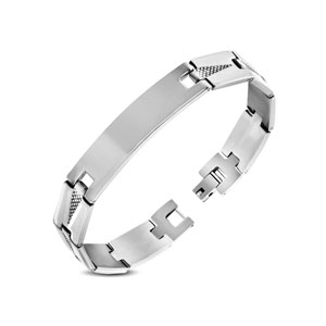 Triangle Pattern Stainless Steel ID Bracelet