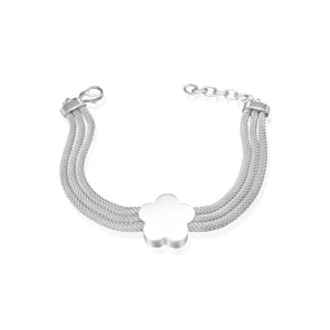 Triple Strand Stainless Steel Flower Bracelet
