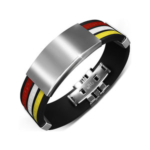 Tricolour Rubber Watch Style ID Bracelet - No. 4