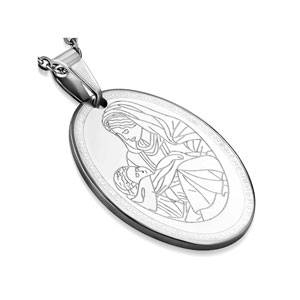 Mother and Child Oval Pendant