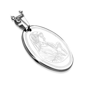 Praying Virgin Mary Oval Pendant