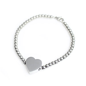 Stainless Steel Heart Charm Bracelet