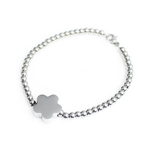 Stainless Steel Flower Charm Bracelet