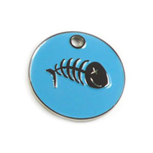 Cat Fish Bone Pet ID Tag Light Blue